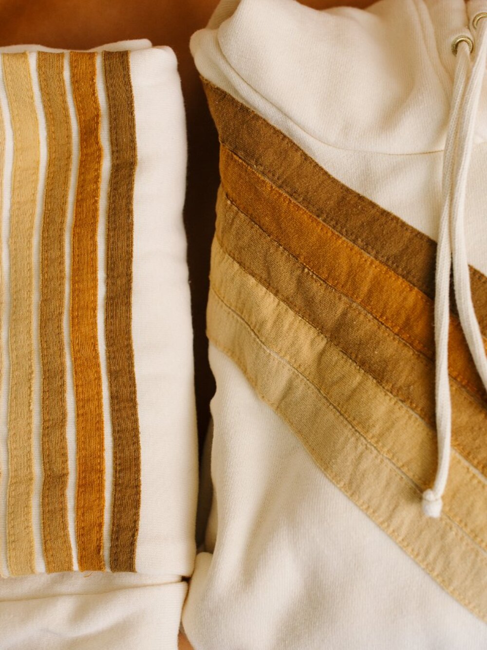 Aviator Nation Vintage White Tan 5 Stripe Relaxed Pullover Hoodie XL - Picture 8 of 8